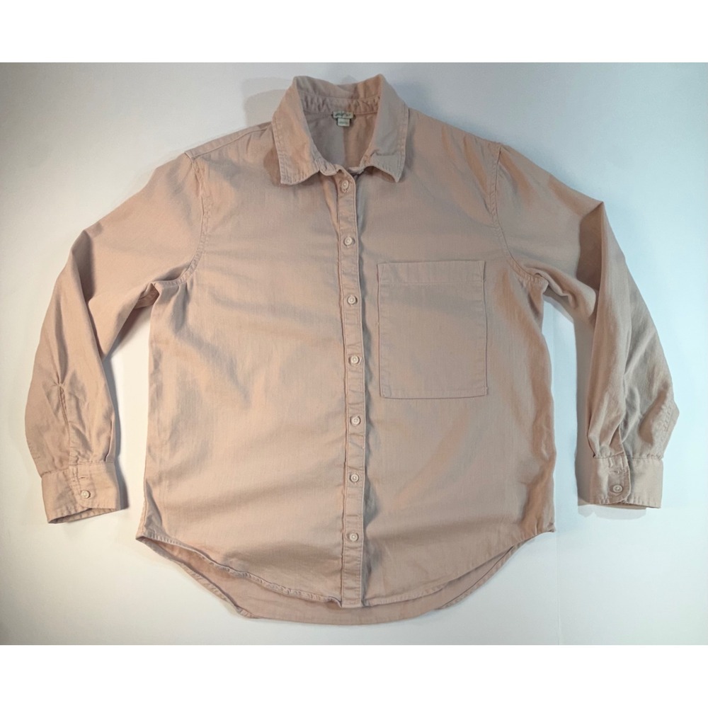 Aerie Womens XS Dusty Rose Pink Button Down Long Sleeve Shirt Oversized Pocket